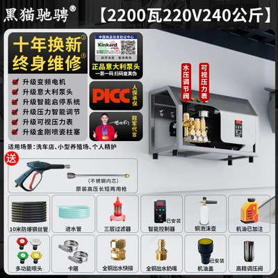 Black Cat High-Pressure Car Washer 220V Commercial Car Wash Shop Wall-Mounted High-Power Cleaning Machine Water Gun Car Wash Pump (Car washing machine) - four-level-frequency-conversion-saves-30-power-220v22kw-240kg-pressure-10m-steel-wire-pipe