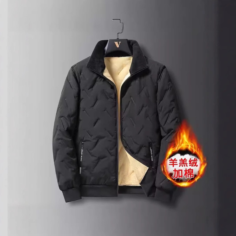 Jacket Men's Winter fleece-lined Windproof Thickened Lamb Fleece Cotton-padded Jacket Loose All-match plus size Cotton-padded Jacket Warm Cotton-padded Jacket Jacket Men's Winter fleece-lined Windproof Thickened Lamb Fleece Cotton-padded Jacket Loose All-match plus size Cotton-padded Jacket Warm Cotton-padded Jacket