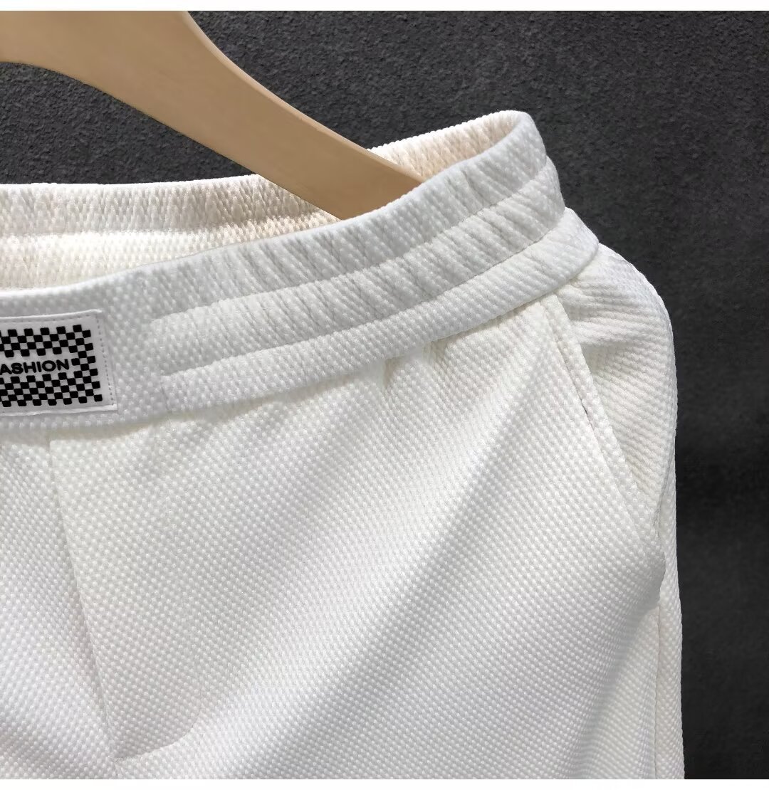 Luxury White Men's Casual Sports Shorts Trendy Brand Five Point Pants Summer Bottoms for Men_viptrois.com