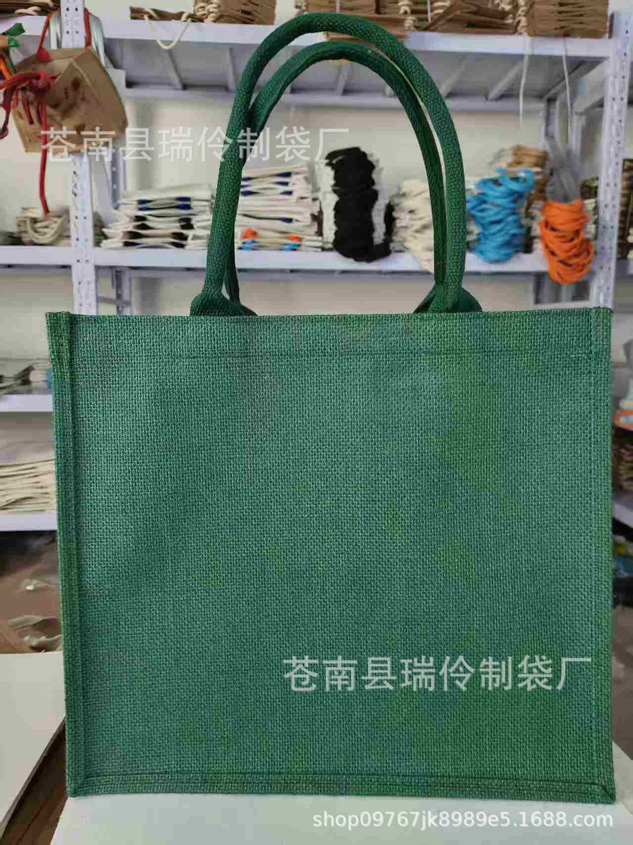 Bolsas de lino negras, rojas, verde oscuro, azules, bolsas de mano de lino, algodón y yute con logo impreso al por mayor. image 19