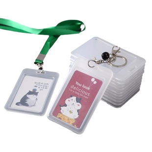 Double-sided transparent pp plastic card sleeve single shell student lanyard tag bus access control work permit protective sleeve hard card sleeve