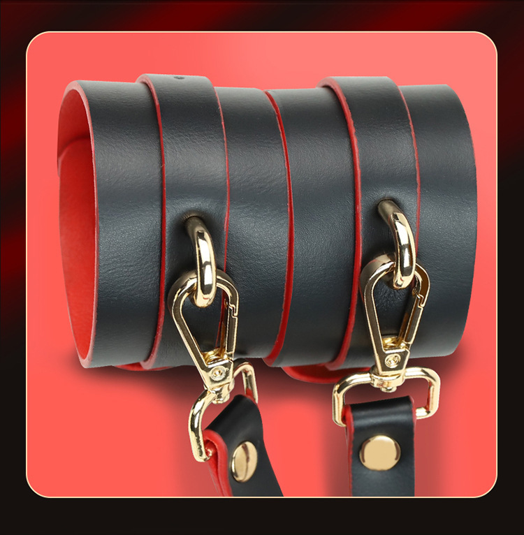 Jiuai SM Extreme Skin Seven-Piece Bondage Restraint Set, Black PU, Paddle Play — detail image 15