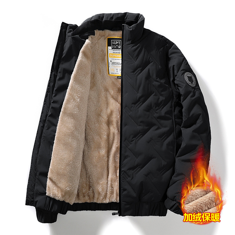 Papá abrigo de invierno de los hombres de mediana edad forrado de lana engrosada chaqueta de los hombres de mediana edad y ancianos abuelo de invierno collar de pie chaqueta caliente