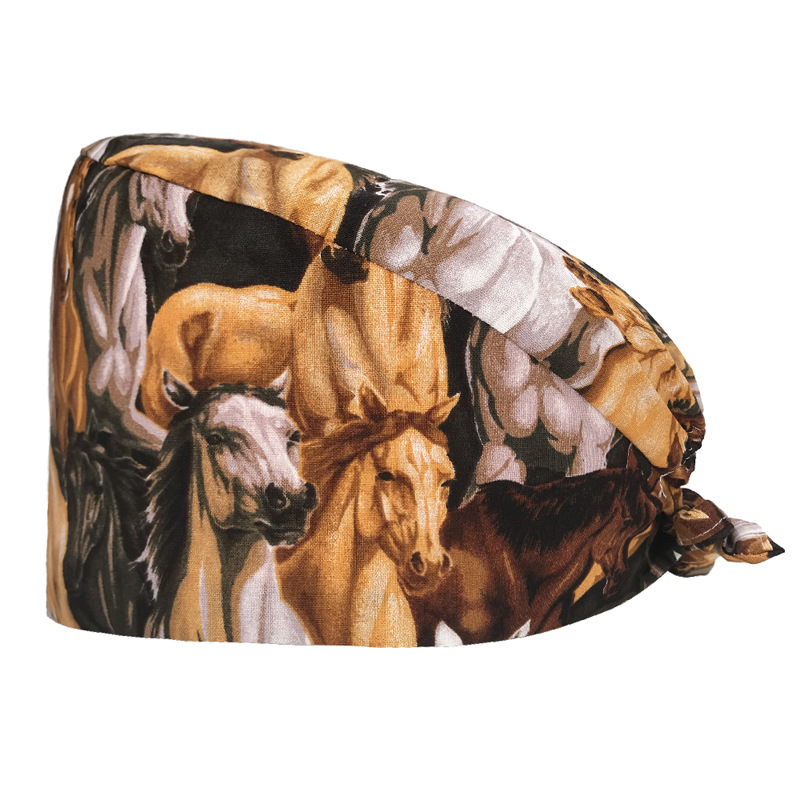 El algodón puro de las mujeres impresas europeas y americanas del sombrero de la enfermera de ICU con la toalla del sudor gorra quirúrgica del comercio exterior tapa de la cabeza del bolso entrega transfronteriza