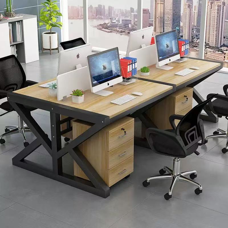 Simple Modern Staff Desks for 2/4/6 People with Screen Partitions, Office-Specific Computer Desk and Chair Set