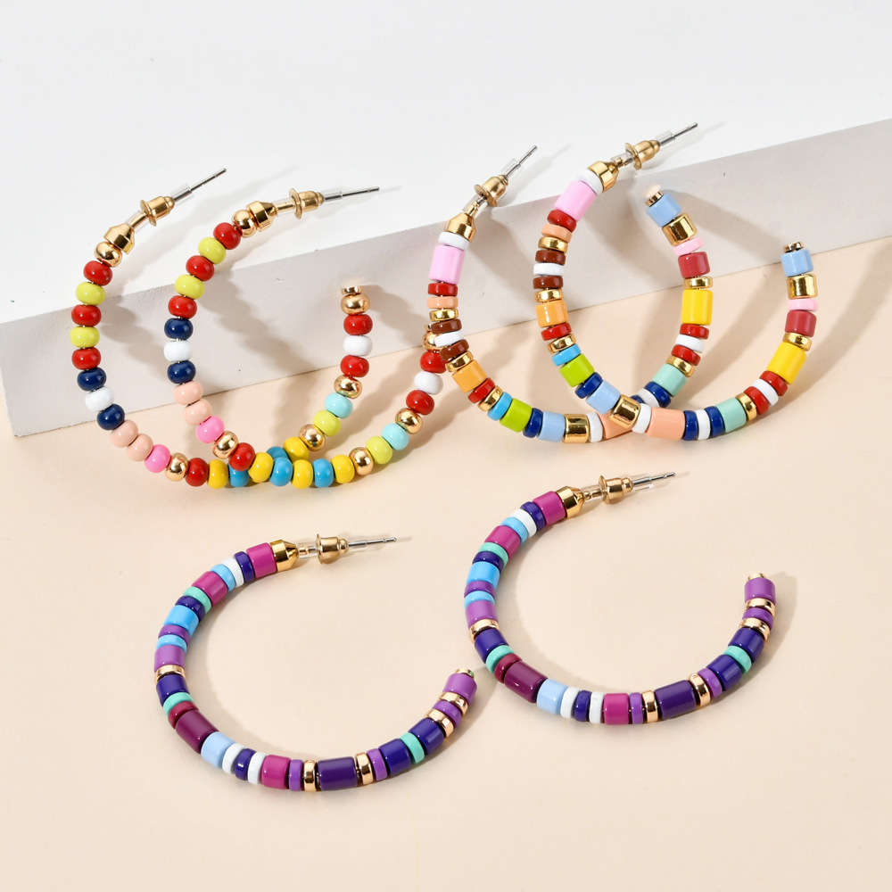 1 Pair Quantity Holiday, Daily Occasion 1 Pair Classic Style Geometric Beaded Enamel Alloy Ear Studs
