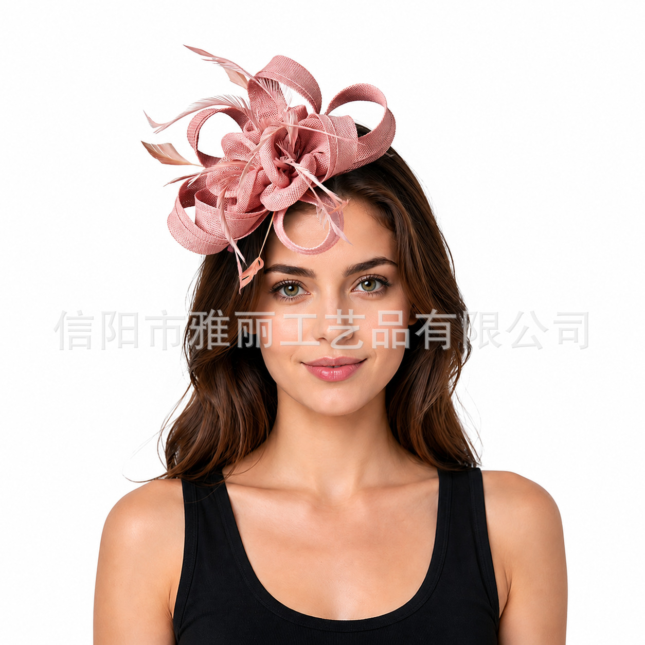 Amazon's best-selling European and American bridal headpiece, headband made of imitation linen material, suitable for horse racing events and balls, vintage feathered top hat and headpiece