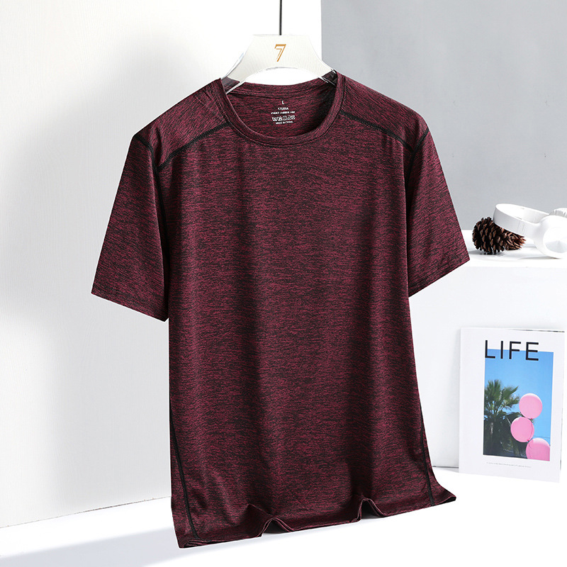 Camiseta de manga corta de seda helada de talla extra grande para hombre, estilo casual moderno, de ajuste holgado, de secado rápido, versátil, sin necesidad de planchado.