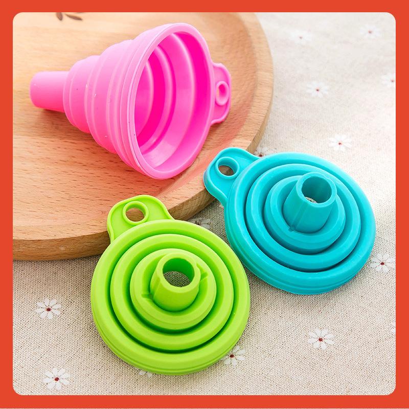 ✅ Retractable Folding Mini Funnel Household Oil Pot Oil Funnel Large Diameter Silicone Refueling Oil Pouring Small Wine Funnel