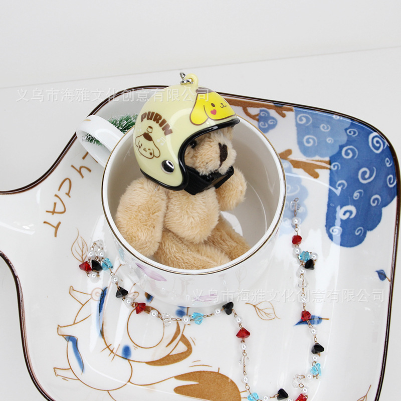 Estilo coreano 9cm pelo largo motocicleta oso muñeca extremidades móvil tire molino de viento motocicleta teléfono móvil colgante bolsa coche