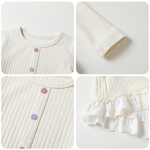 Ladies' Lace Edge Long Sleeve T-Shirt Autumn Wear 2025 Trendy Children's Base Shirt for Girls