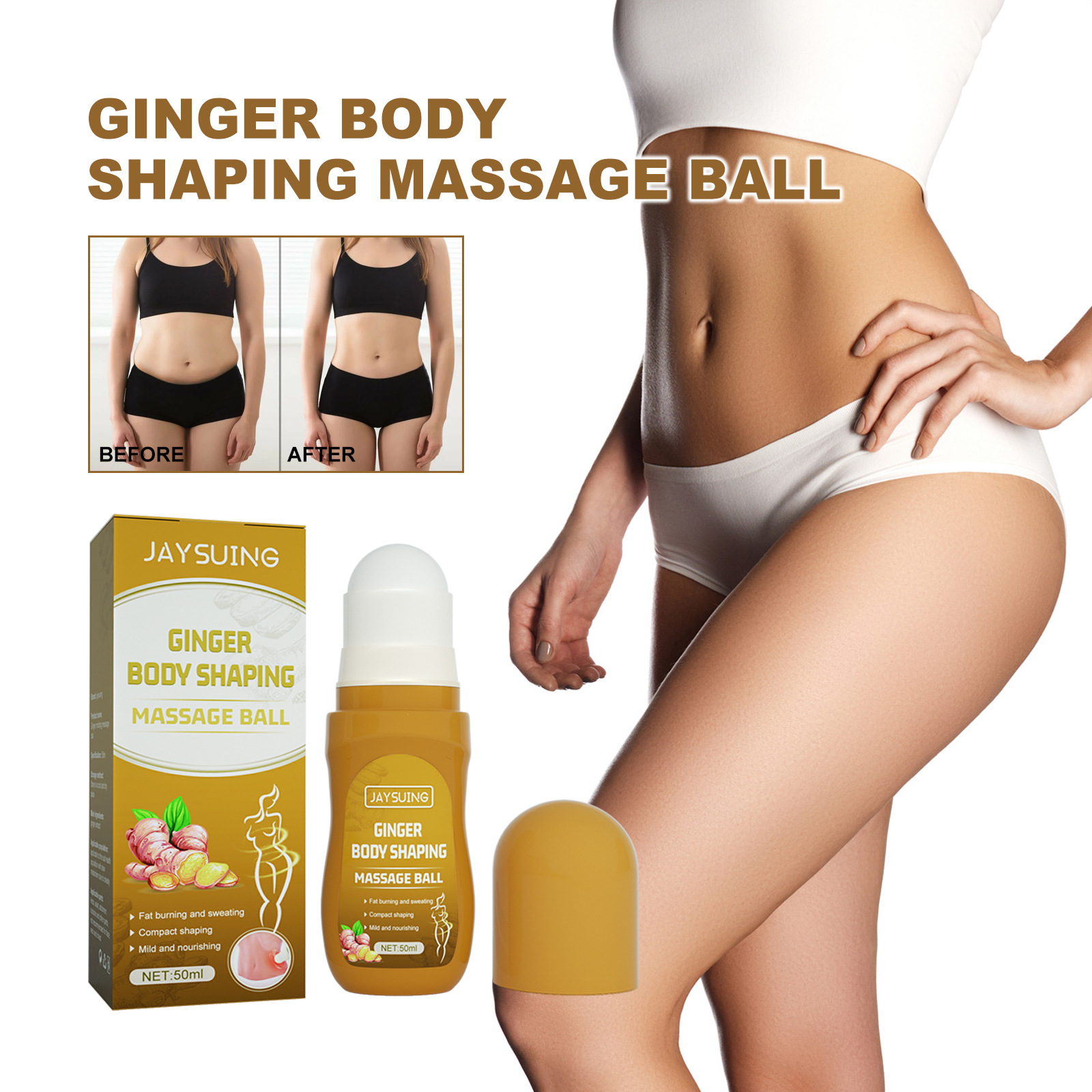 Jaysuing Ginger Body Lift Shaping Slimming Firming Skin Massage Belly Ball_voghion.com