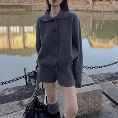 秋冬装搭配一整套polo领毛衣女外套短款两件套装韩剧穿搭秋季女装