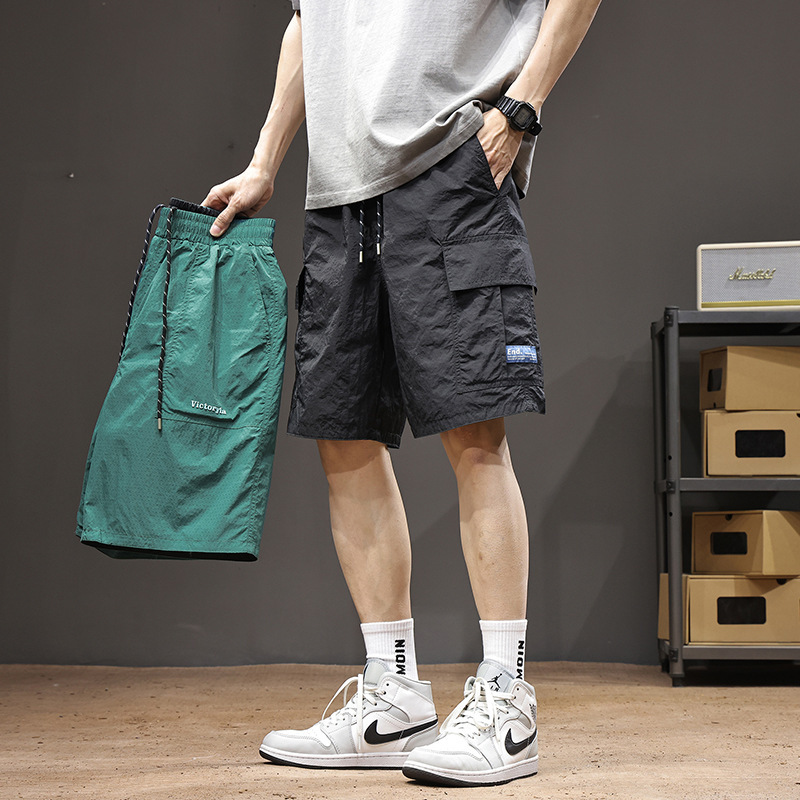 [Double-sided Wear] Cool Ice Silk Shorts Men's Summer Quick-drying Overalls Loose Straight Outdoor Sports Pants