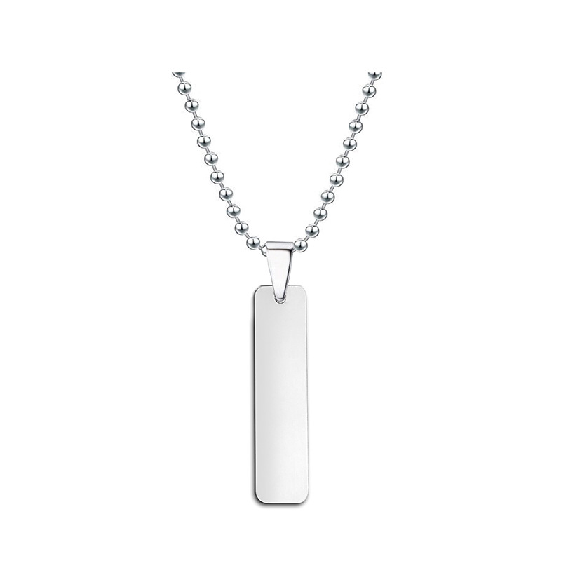 13g Weight 201 Stainless Steel Pendant Material Wholesale Jewelry Basic Simple Style Geometric Customization Laser Engraving Long Strip 201 Stainless Steel Plating Pendant Necklace Ball Chain