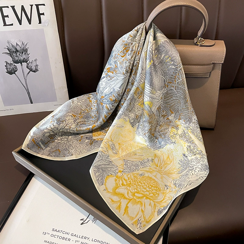 Silk demi-season universal fashionable elegant handkerchief, trend of season