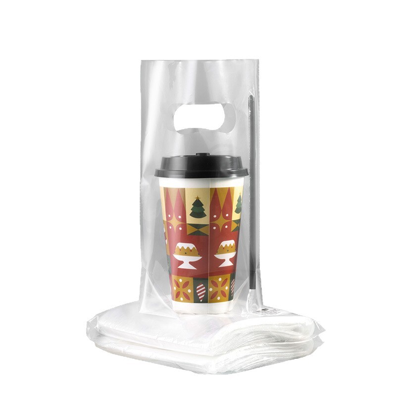 奶茶袋打包袋外卖袋子礼品袋一次性手提塑料袋pe袋加厚透明包装袋|undefined