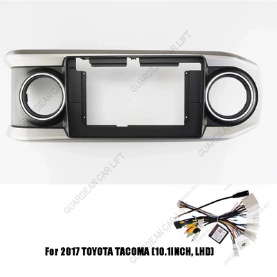 Suitable for 2017 Toyota Tacoma (Left Hand Drive) Central Control Navigation Frame Android Audio Panel Frame (Other Car Video) - single-sided-frame-matte-black-silver