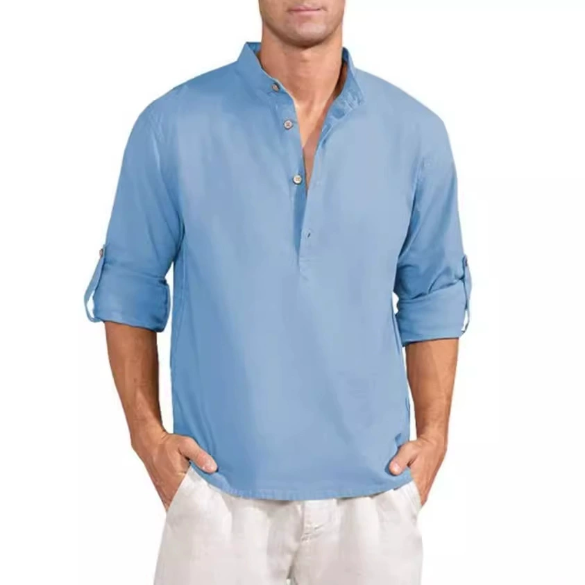 (Cross-border trading), solid long-sleeve, shirt, plus size, (Physicals), Amazon, cotton and linen