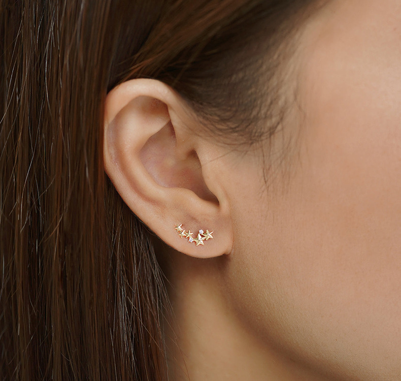 1 Pair Quantity 1 Pair 925 Sterling Silver Zircon 925 Sterling Silver Earrings Star Ear Studs