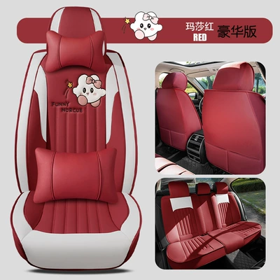 Universal Car Seat Cushion — Four Seasons Pad - martha-red-deluxe-edition-five-seater-universal
