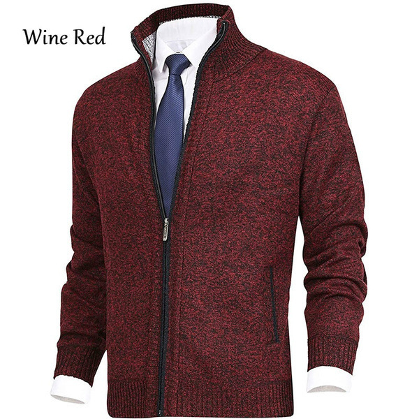 Herren Strickjacke Mit Stehkragen Und Samtfutter Für Den Winter_voghion.com