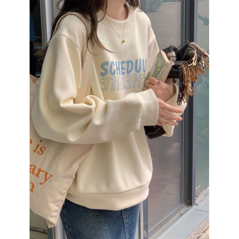 (2개) 새로운 가을과 겨울 심플한 라운드넥 스웨터 여성 플러스 벨벳 홍콩 스타일 슈퍼 핫 패션 인 트렌드 재킷 얇은 상의 옷