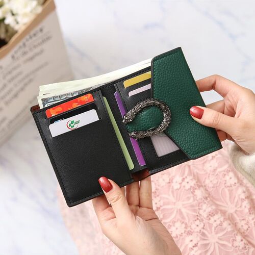 Korean style short wallet women's folding women's coin purse simple female student mini cute wallet multi-card slot card holder