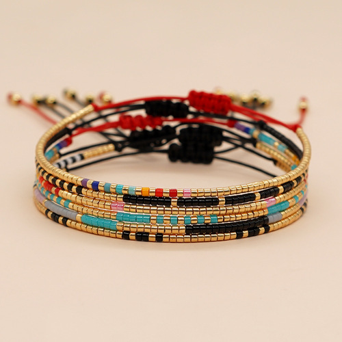 Cross-border European and American retro style Miyuki colorful rice beads niche Morse code bracelet cross-border high-quality light luxury bracelet