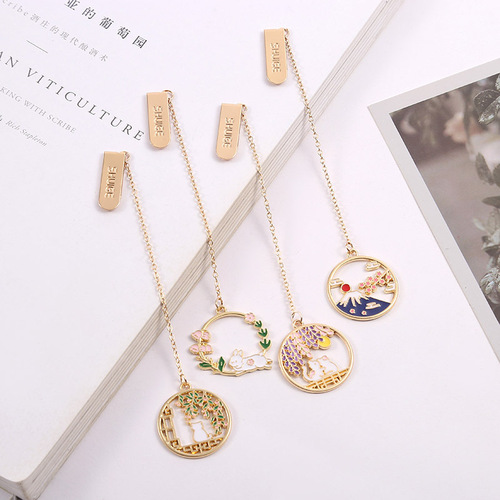 Creative landscape alloy bookmark stationery decoration pendant student small gift book holder metal bookmark manufacturer wholesale