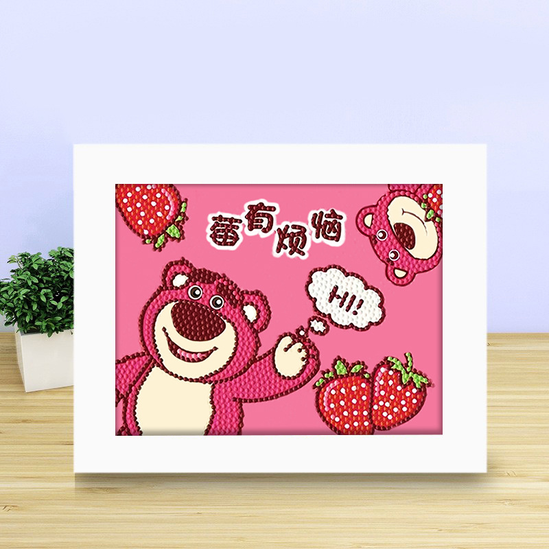 Pintura de diamante DIY con marco de fotos para enviar lleno de diamantes y pintura de diamantes para hacer pintura al óleo de dibujos animados educativos para niños 2024 ladrillo pegajoso y diamantes brillantes