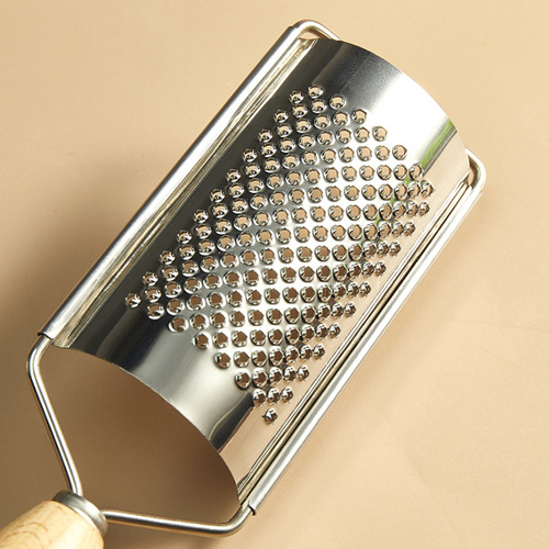 Wooden handle smiley face grater with engraved LOGO household cucumber radish stainless steel grater potato shredder
