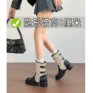 ������8cm�R��ѥŮӢ��2026�¿��ɫ���nϵ����ָ߸�С���Ӷ�ѥ