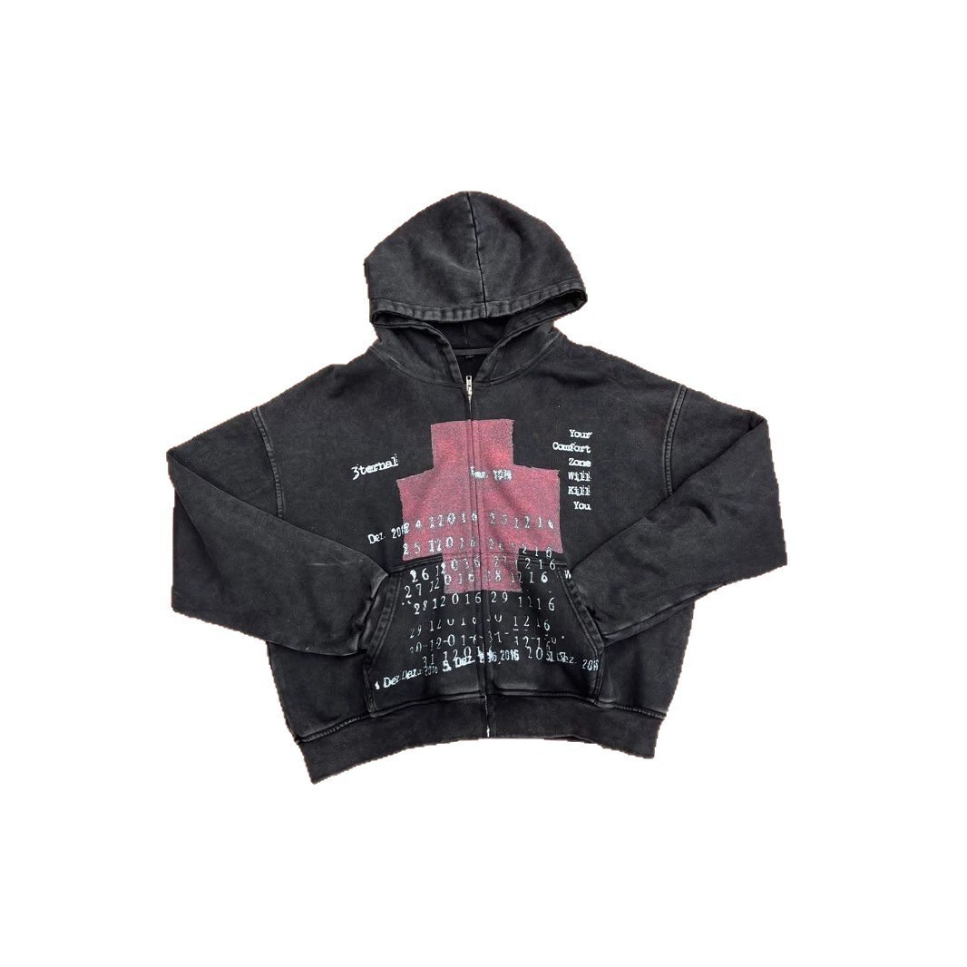 Otoño y invierno transfronterizos estilo europeo y americano al por mayor personalidad impresa chaqueta encapuchada vintage moda callejera y2k camisa de manga larga
