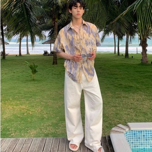 Retro Loose Striped Long-Sleeve Shirt for Men and Women, Versatile and Stylish High-End Japanese Inspired Basic Collar Shirt for Casual Trendy Outfits