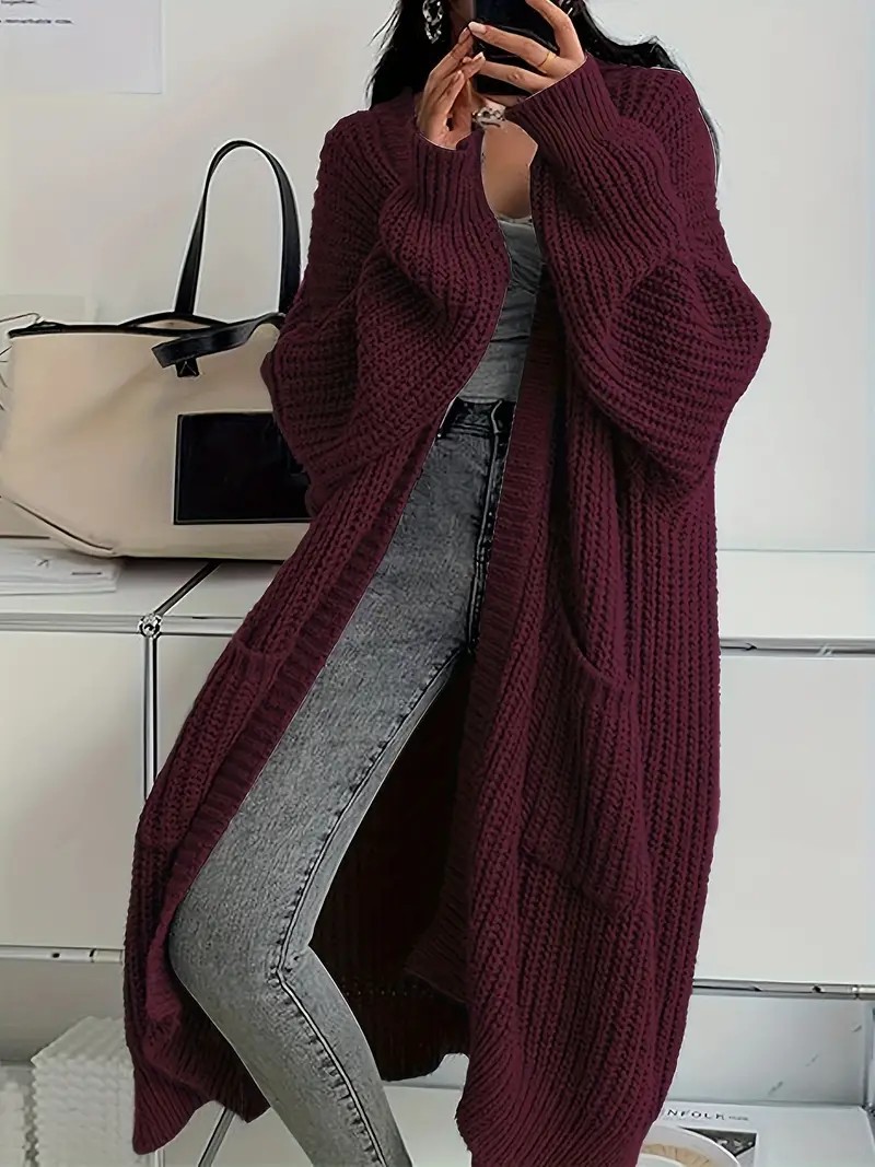 Long Sweater Coat Loose Long-Sleeved Knitted Cardigan 9 Long Sweater Coat Loose Long-Sleeved Knitted Cardigan