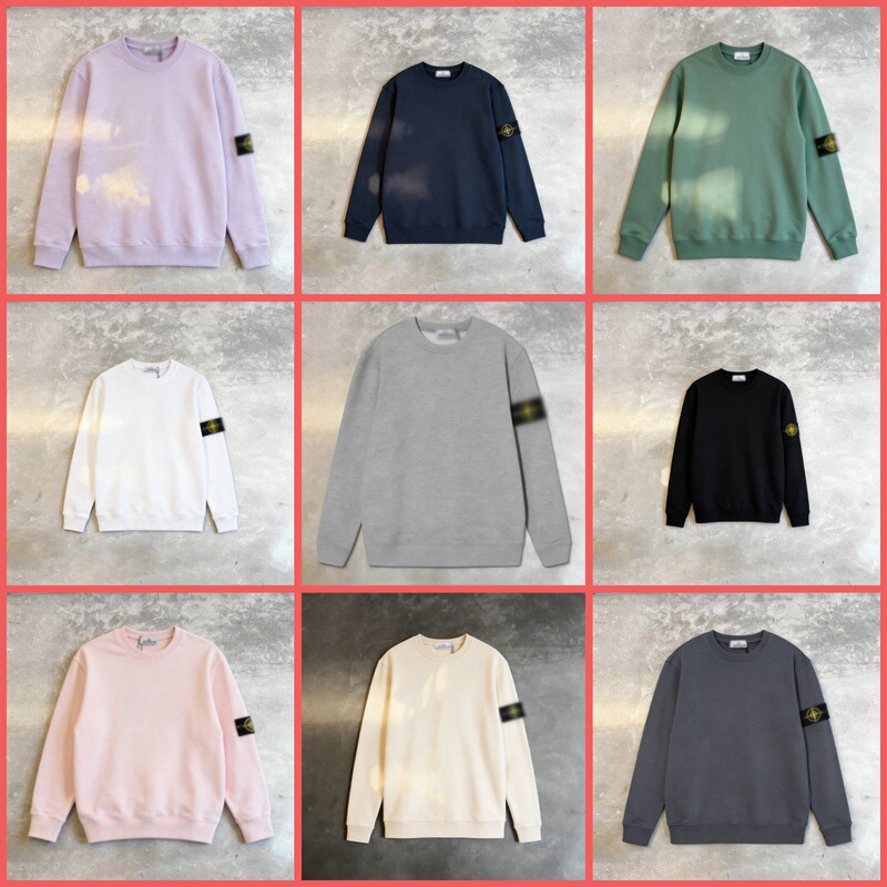 Classic Stone Stone Round-Neck Badge Long-Sleeve Sweatshirt Unisex Couple's Matching Outfit Correct Version Autumn and Winter Loose Fit