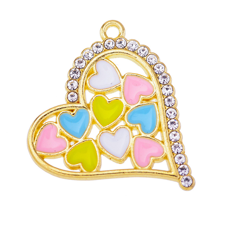 20 PCS/Package 25 * 23mm Alloy Zircon Heart Shape Polished Pendant display picture 5