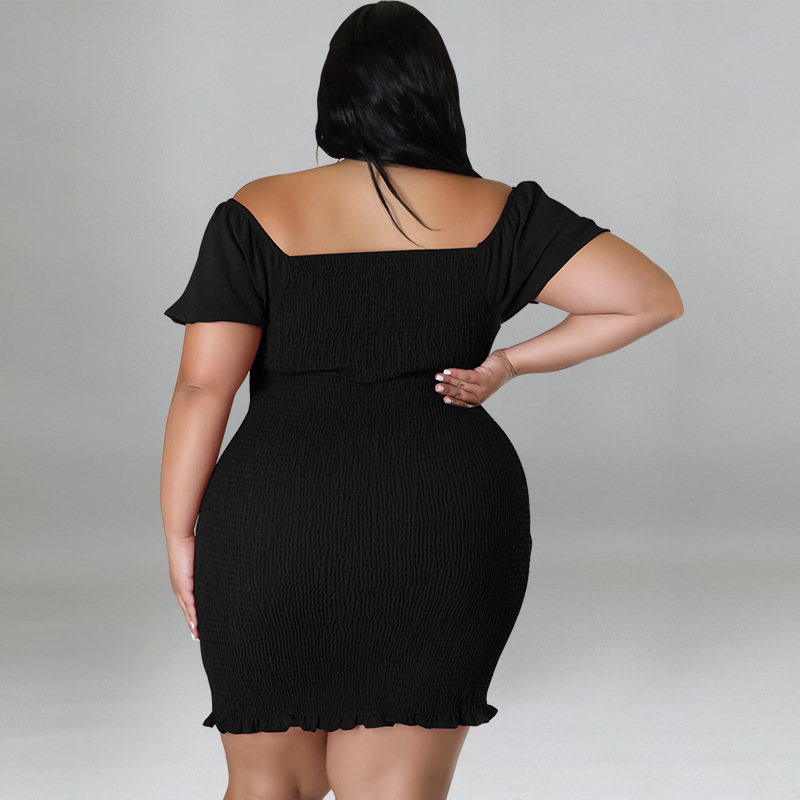 MY978 plus Size Women's Summer Off-Shoulder Bodycon Dress European American Style Regular Thickness All Pieces Included_ecoleips.com