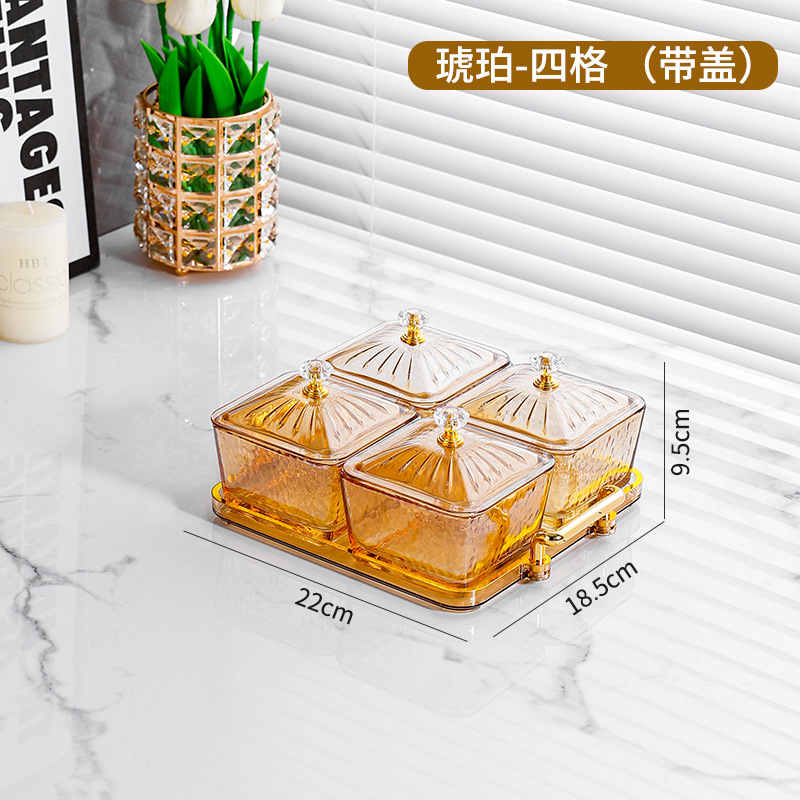 INS Luz de lujo vidrio dividido plato de fruta snack caramelo fruta seca snack placa sala de estar hogar comercial KTV DE ALTO aspecto