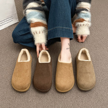 厚底加绒勃肯鞋一脚蹬毛毛鞋女2025秋冬新款保暖豆豆鞋雪地靴棉鞋