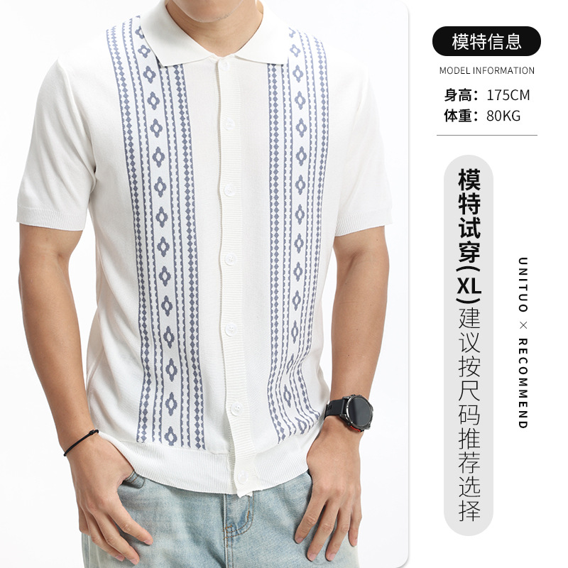 Camisas de polo de estilo europeo y americano de alto nivel para hombres de verano de mangas cortas, cuello de negocios casuales, camisas de polo para hombres