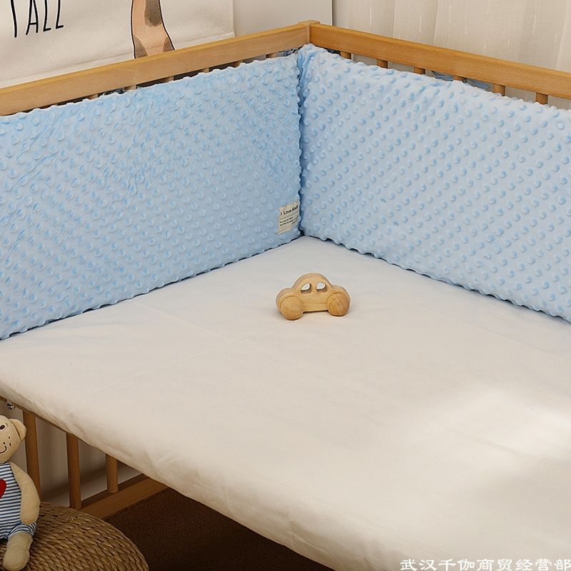 可安抚豆豆绒婴儿床床围防撞宝宝拼接床围挡布软包通风可拆洗