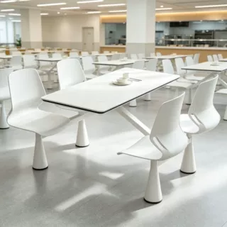 定制食堂餐桌椅连体四人位学校食堂连体餐桌椅快餐店餐厅桌椅组合