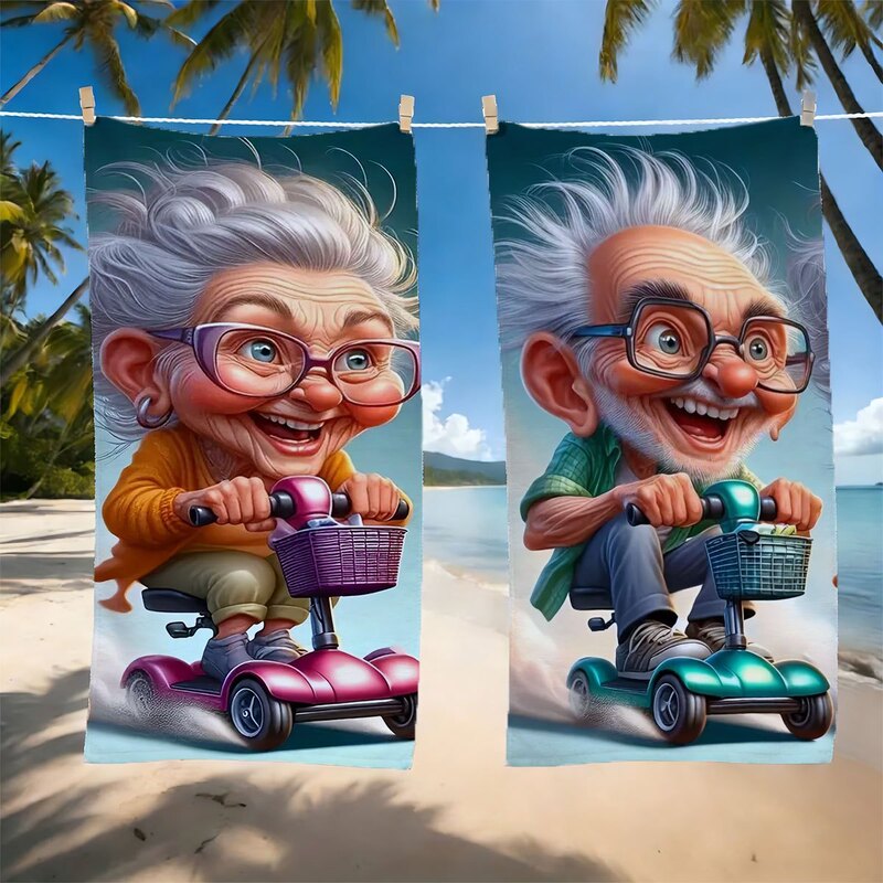 Cross-Border Fun Beach Towels for Elderly Couples, Beach Lounge Chair Towels, Women's Beach Towels, Men's Beach Towels
