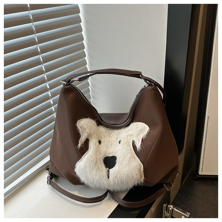 Cute little dog tote bag, women's bag, fashionable new school style backpack, large-capacity commuting single-shoulder bag undefined