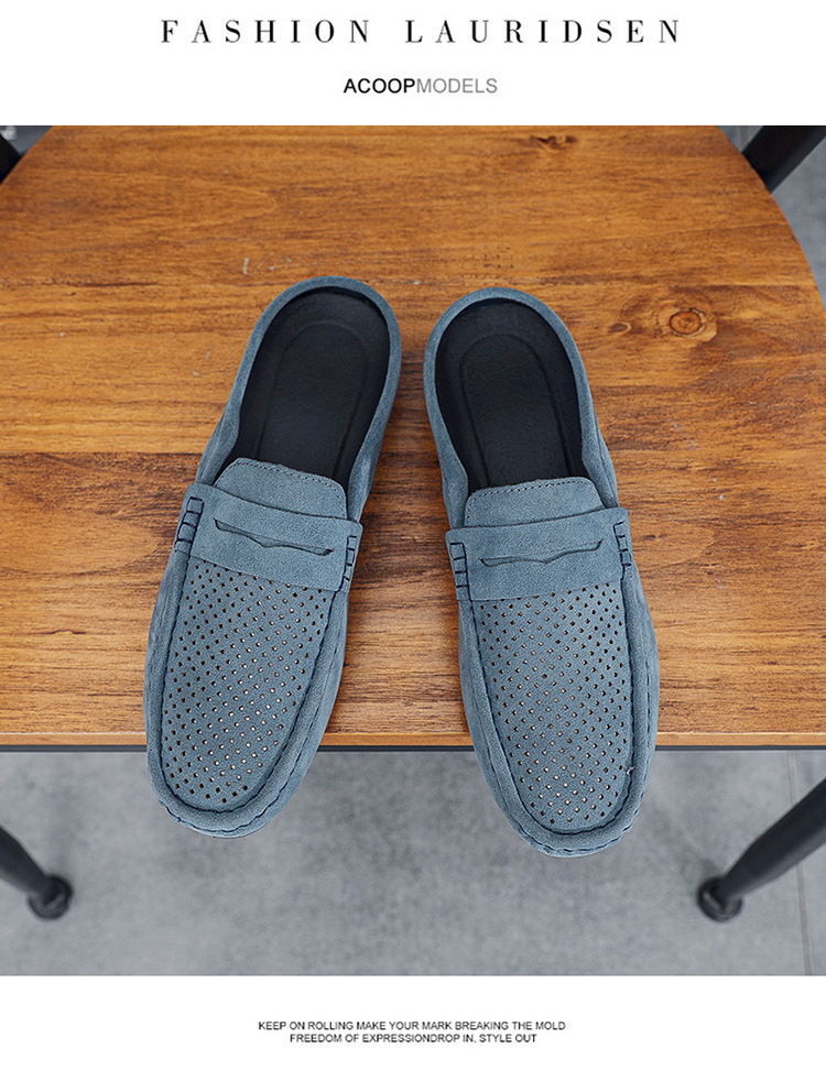 Men's loafers half support breathable closed toe slip-on loafers slip-on half slippers men's heel-free loafers men_voghion.com