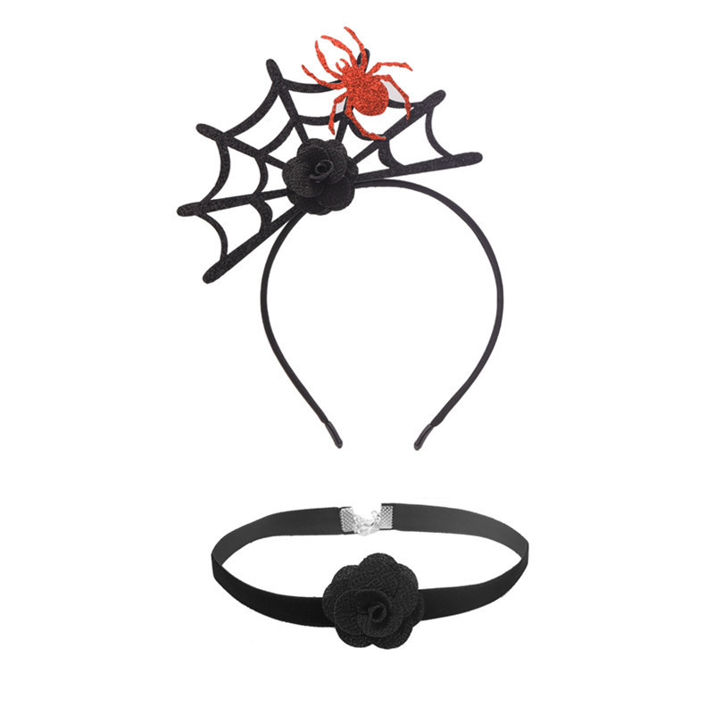 Tren transfronterizo de Halloween terror araña diadema traje de collar araña diadema horquilla decoración de ambiente de fiesta accesorios para el cabello