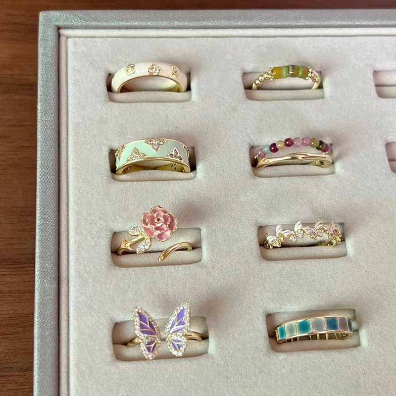 Colorful enamel butterfly ring female opening adjustable niche design high sense unique ring new fashion bracelet