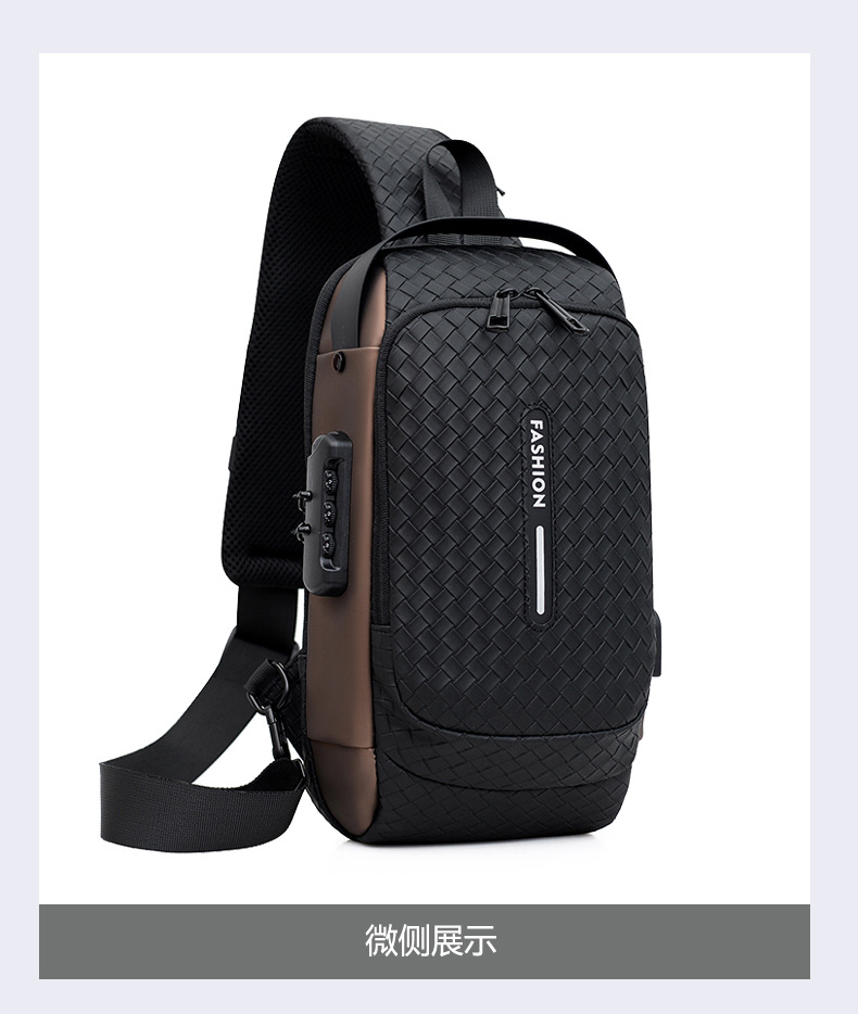 Cross-border men's chest bag, anti-theft password lock, single-shoulder bag, casual and simple crossbody bag, water-resistant outdoor storage chest bag undefined